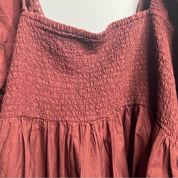 ASOS Curve Crochet Burgundy Smocked Peplum Top Plus Size 22 - Picture 5 of 8